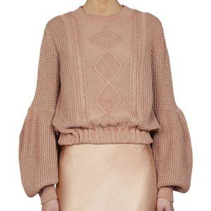 Shona Joy Seidler Balloon Sleeve Blouson Knit Sweater in Desert Rose